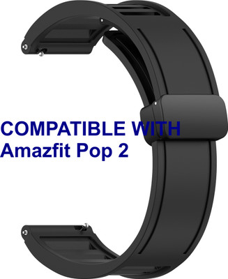ACM WSM35W22BK2957 Watch Strap Magnetic Clasp 22mm for Amazfit Pop 2 Smartwatch Belt Black Smart Watch Strap(Black)