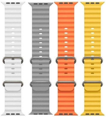 Antoj Smart Watch Strap Belt for Ultra Watch 49 mm, Series 8 / 7 45 mm, Series 6 / 5 / 4 44 mm, Series 3 42 mm, T800 Ultra, Watch 8 Ultra, i8 Pro Max, W26, T800 Ocean (white, grey, orange, Yellow ) Smart Watch Strap(Mullti Color)