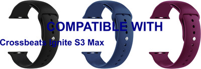 ACM WSM2P40BKDBLPU1192N1 Pack of 3 Sliding 44mm 49mm Watch Strap Silicone Belt for |Crossbeats| Ignite S3 Max Smartwatch Black/Dark Blue/Burgundy Purple Smart Watch Strap(Mullti Color)