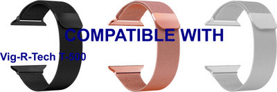ACM WSM4M40BKRSGSL1095N1 Pack of 3 Sliding 44mm 49mm Watch Strap Magnetic for Vig-R-Tech T-500 Smartwatch Black/Rose Gold Pink/Silver Smart Watch Strap(Mullti Color)
