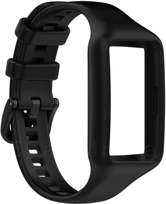 Epaal Full Case Plain Strap for Honor Band 6 / Huawei Band 7 / Huawei Band 6 - Integrated TPU Smart Watch Strap(Black)