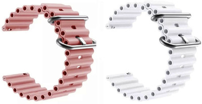 PUNAK 20 MM OCEAN SPORT SMARTWATCH BAND STRAPS Smart Watch Strap(White, Pink)