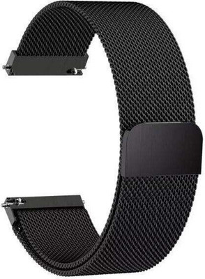 NECESORIES Metal Magnetic Melanese Loop 22mm Watch Belt Stainless Steel Smart Watch Strap(Black)