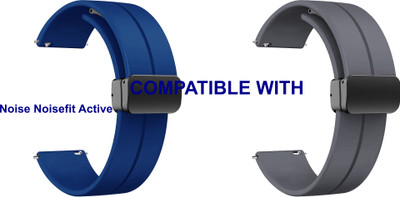 ACM WSM19G22DBLGY1521 Pack of 2 Watch Strap Magnetic Clasp 22mm for Noise Noisefit Active Smartwatch (Dark Blue/Grey) Smart Watch Strap(Mullti Color)