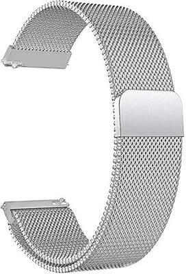 Big Wings 22mm Premium Stainless Steel Compatible with NOISE VISION 2 /VISION 2 BUZZ Smart Watch Strap(Silver)
