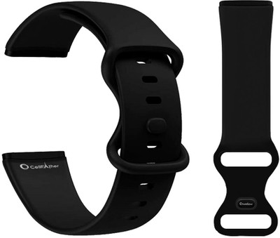 CellFAther Silicone Strap Compatible with Fitbit Sense, Sense 2/Fitbit Versa 3, Versa 4 Adjustable Water Proof Soft Replacement Wristbands for Women Men Smart Watch Strap(Black)