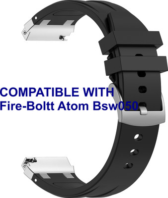 ACM WSM36X20BK2819 Watch Strap Metal Hook Silicone 20mm for Fire-Boltt Atom Bsw050 Smartwatch Black Smart Watch Strap(Black)