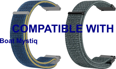 ACM WSM3V22BLGY2414 Pack of 2 Watch Strap Nylon Loop 22mm for Boat Mystiq Smartwatch (Blue/Grey) Smart Watch Strap(Mullti Color)