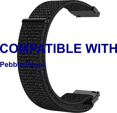 ACM WSM3V22BK3899 Watch Strap Nylon Loop Belt 22mm for Pebble Regal Smartwatch Black Smart Watch Strap(Black)