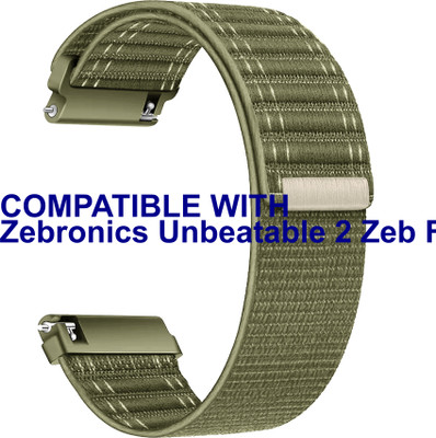 ACM WSM39A22KH3516 Watch Strap Nylon Soft 22mm for Zebronics Unbeatable 2 Zeb Fit5 Smartwatch Belt Khakhi Smart Watch Strap(Green)