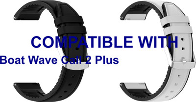 ACM WSM33U22BKWT3813 Pack of 2 Watch Strap Leather Silicone 22mm for Boat Wave Call 2 Plus Smartwatch (Black/White) Smart Watch Strap(Mullti Color)