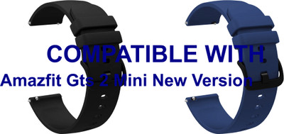 ACM WSM25M20BKDBL2576 Pack of 2 Watch Strap Silicone Hook 20mm for Amazfit Gts 2 Mini New Version Smartwatch (Black/Dark Blue) Smart Watch Strap(Mullti Color)