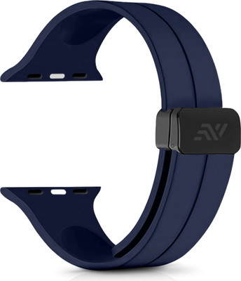 NECESORIES Soft Silicon Belt Magnetic Folding Buckle Band for Iwatch 42/44/45/46/49 mm Smart Watch Strap(Blue)