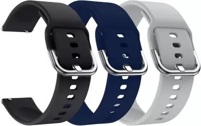 Cheetah Pack of 3 Silicon Belt 22mm Strap with Metal Buckle for Realme Dizo (Multicolor) Smart Watch Strap(Black, Blue, Grey)