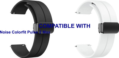ACM WSM19G22BKWT2838 Pack of 2 Watch Strap Magnetic Clasp 22mm for |Noise Colorfit Pulse 2 Max Smartwatch (Black/White) Smart Watch Strap(Mullti Color)