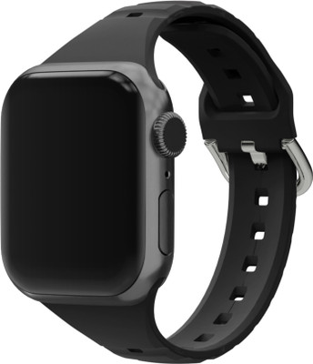 DailyObjects Ribbed Silicone Apple Wrist Band (38/40/41mm) Smart Watch Strap(Black)