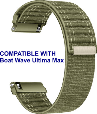 ACM WSM39A22KH2890 Watch Strap Nylon Soft 22mm for Boat Wave Ultima Max Smartwatch Khakhi Smart Watch Strap(Green)