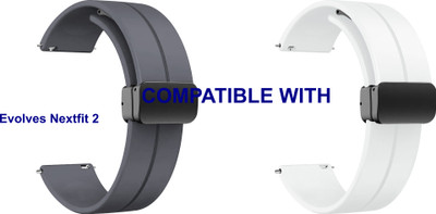 ACM WSM19G20GYWT2473 Pack of 2 Watch Strap Magnetic Clasp 20mm for Evolves Nextfit 2 Smartwatch (Grey/White) Smart Watch Strap(Mullti Color)