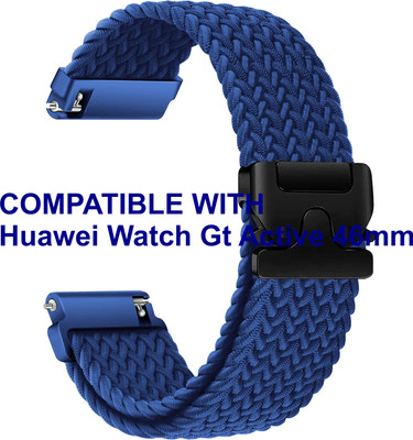 ACM WSM38Z22BL1127 Watch Strap Woven Braided Clipper 22mm for Huawei Watch Gt Active 46mm Smartwatch Blue Smart Watch Strap(Blue)