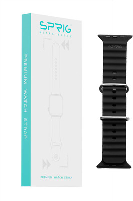 Sprig Silicone Ocean Strap for iWatch Series 3 (Small 38MM) Smart Watch Strap(Black)