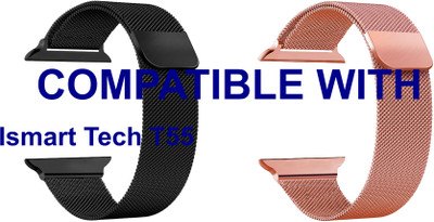 ACM WSM4M40BKRSG1059N1 Pack of 2 Sliding 44mm 49mm Watch Strap Magnetic for Ismart Tech T55 Smartwatch Black/Rose Gold Pink Smart Watch Strap(Mullti Color)