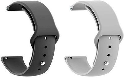 BLACK LOVIES 20 MM Soft Silicon Strap Compatible With No-ise color fit Qube Smart Watch Strap(Black, Grey)