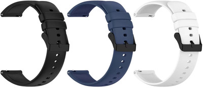 AOnes Pack of 3 Watch Strap Silicone Classic Belt for Fastrack Limitless Xr1 Smart Watch Strap(Black, Blue, White)