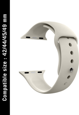 DailyObjects Premium Lightweight Off White Silicone Wrist Band For 42mm/44mm/45mm/49mm | Compatible For Iwatch Series Ultra 8 7 6 5 4 3 Smart Watch Strap(White)