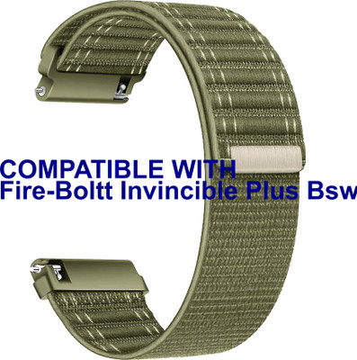 ACM WSM39A22KH3167 Watch Strap Nylon Soft 22mm for Fire-Boltt Invincible Plus Bsw097 Smartwatch Belt Khakhi Smart Watch Strap(Green)
