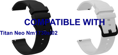 ACM WSM25M22BKWT4063 Pack of 2 Watch Strap Silicone Hook Belt 22mm for Titan Neo Nm1730sl02 (Black/White) Smart Band Strap(Mullti Color)
