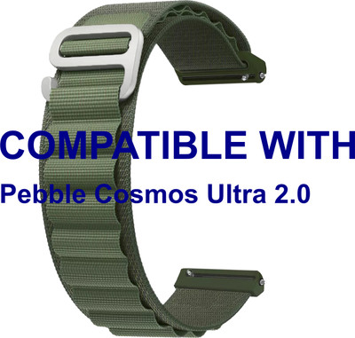 ACM WSM17E22GR3920 Watch Strap Nylon Hook Belt 22mm for Pebble Cosmos Ultra 2.0 Smartwatch Green Smart Watch Strap(Green)