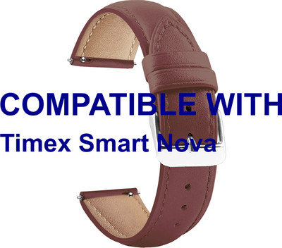 ACM WSM14B22BR3907 Watch Strap Leather Belt 22mm for New Timex| Smart Nova Smartwatch Brown Smart Watch Strap(Brown)