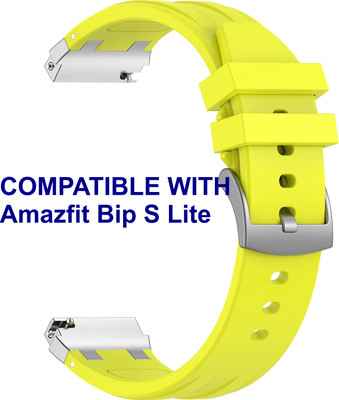 ACM WSM36X20LY1005 Watch Strap Metal Hook Silicone 20mm for Amazfit Bip S Lite Smartwatch Lime Yellow Smart Watch Strap(Yellow)
