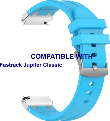 ACM WSM36X22BL3903 Watch Strap Metal Hook Silicone Belt 22mm for Fastrack Jupiter Classic Smartwatch Blue (ONLY SUITABLE FOR LARGE WRIST SIZE) Smart Watch Strap(Blue)