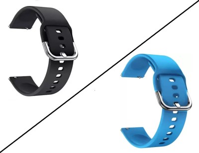 Like Star 22mm Silicone Strap Silver Buckle (compatible Watch List In Photo & Description) Smart Watch Strap(Black, Blue)