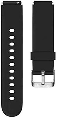 Monocap 19mm Silicone Wristband compatible with BOAT STORM, NOISE COLORFIT PRO 2 Smart Watch Strap(Black)