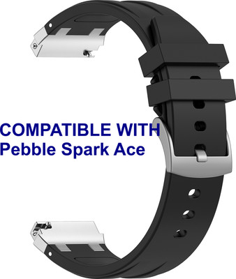 ACM WSM36X20BK2835 Watch Strap Metal Hook Silicone 20mm for Pebble Spark Ace Smartwatch Black Smart Watch Strap(Black)