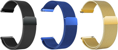 ACM Pack of 3 Watch Strap Magnetic for Fossil Q Grant Hybrid (Black/Blue/Gold) Smart Watch Strap(Mullti Color)