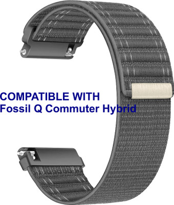 ACM WSM39A22GY1057 Watch Strap Nylon Soft 22mm for Fossil Q Commuter Hybrid Smartwatch Grey Smart Watch Strap(Grey)