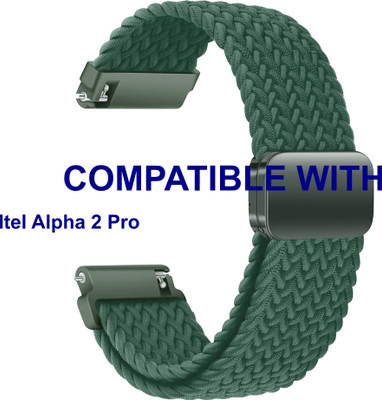 ACM WSM26N22GR3894 Watch Strap Woven Braided Magnetic Belt 22mm for New Itel Alpha 2 Pro Smartwatch Green Smart Watch Strap(Green)