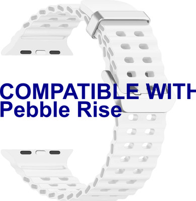 ACM Sliding 44mm 49mm Watch Strap Silicone Sports for Pebble Rise Smartwatch White Smart Watch Strap(White)