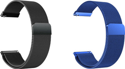 ACM Pack of 2 Watch Strap Magnetic for Maxima Max Pro X2 (Black/Blue) Smart Watch Strap(Mullti Color)