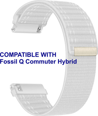ACM WSM39A22WT1057 Watch Strap Nylon Soft 22mm for Fossil Q Commuter Hybrid Smartwatch White Smart Watch Strap(White)