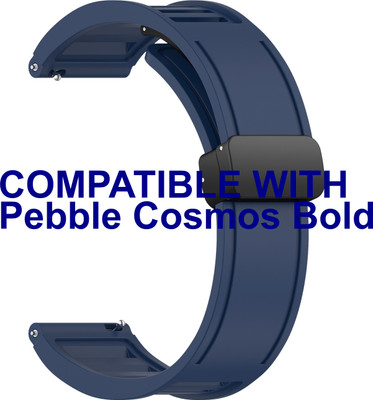 ACM Watch Strap Magnetic Clasp 22mm for Pebble Cosmos Bold Pro Smartwatch Belt Dark Blue Smart Watch Strap(Blue)