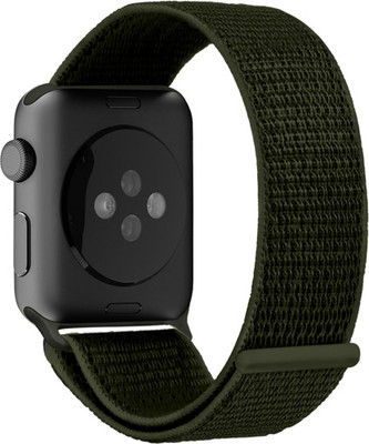 DailyObjects Army Green Lightweight Loop Nylon WatchBands/Straps Compatible with Apple Watch 38mm/40mm/41mm | Sporty Adjustable Strap with Premium Velcro closure Strap for Apple iWatch Ultra Series SE 8 7 6 5 4 3 2 1 (Watch NOT Included) Smart Watch Strap(Green)