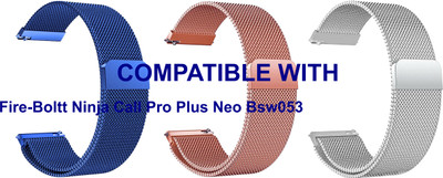 ACM WSM4M20BLRSGSL3858 Pack of 3 Watch Strap Magnetic 20mm for |Fire-Boltt Ninja Call Pro Plus Neo Bsw053 Smartwatch (Blue/Rose Gold/Silver) Smart Watch Strap(Mullti Color)