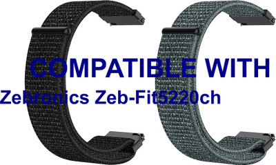 ACM WSM3V20BKGY1807 Pack of 2 Watch Strap Nylon Loop 20mm for Zebronics Zeb-Fit5220ch Smartwatch (Black/Grey) Smart Watch Strap(Mullti Color)