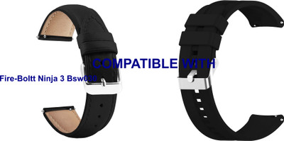 ACM WSM1415B20BKBK2655 Pack of 2 Watch Strap Leather & Silicone 20mm for Fire-Boltt Ninja 3 Bsw030 Smartwatch (Black) Smart Watch Strap(Mullti Color)