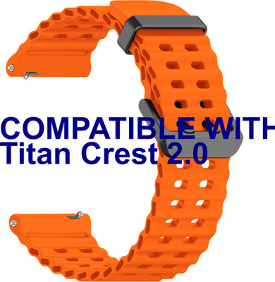 ACM Watch Strap Silicone Sports for Titan Crest 2.0 Smartwatch Orange Smart Watch Strap(Orange)