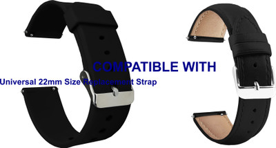 ACM WSM714B22BKBK1216 Pack of 2 Watch Strap Silicone & Leather 22mm for Universal 22mm Size Replacement Strap Smartwatch (Black) Smart Watch Strap(Mullti Color)